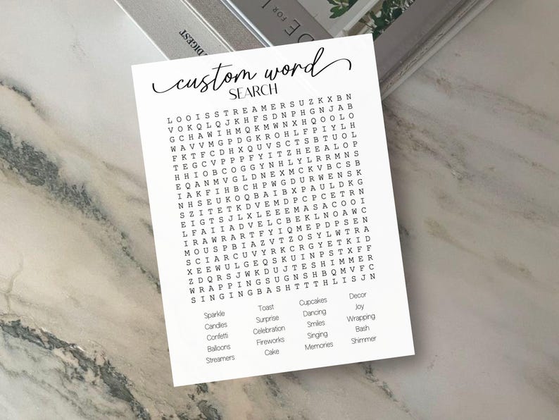 Custom Word Search Game Printable 5x7 Word Search Puzzle Customizable ...