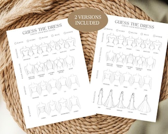 Guess the Dress Bridal Shower Game Printable Fun Wedding Dress Sketch Game for Bridal Shower Guests Hen Party Printable Games
