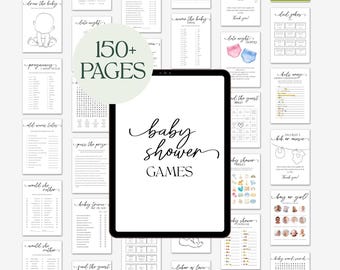 Baby Shower Game Bundle, Minimalist Baby Shower Games, Modern Baby Shower Games Pack, Baby Shower Trivia Instant Download