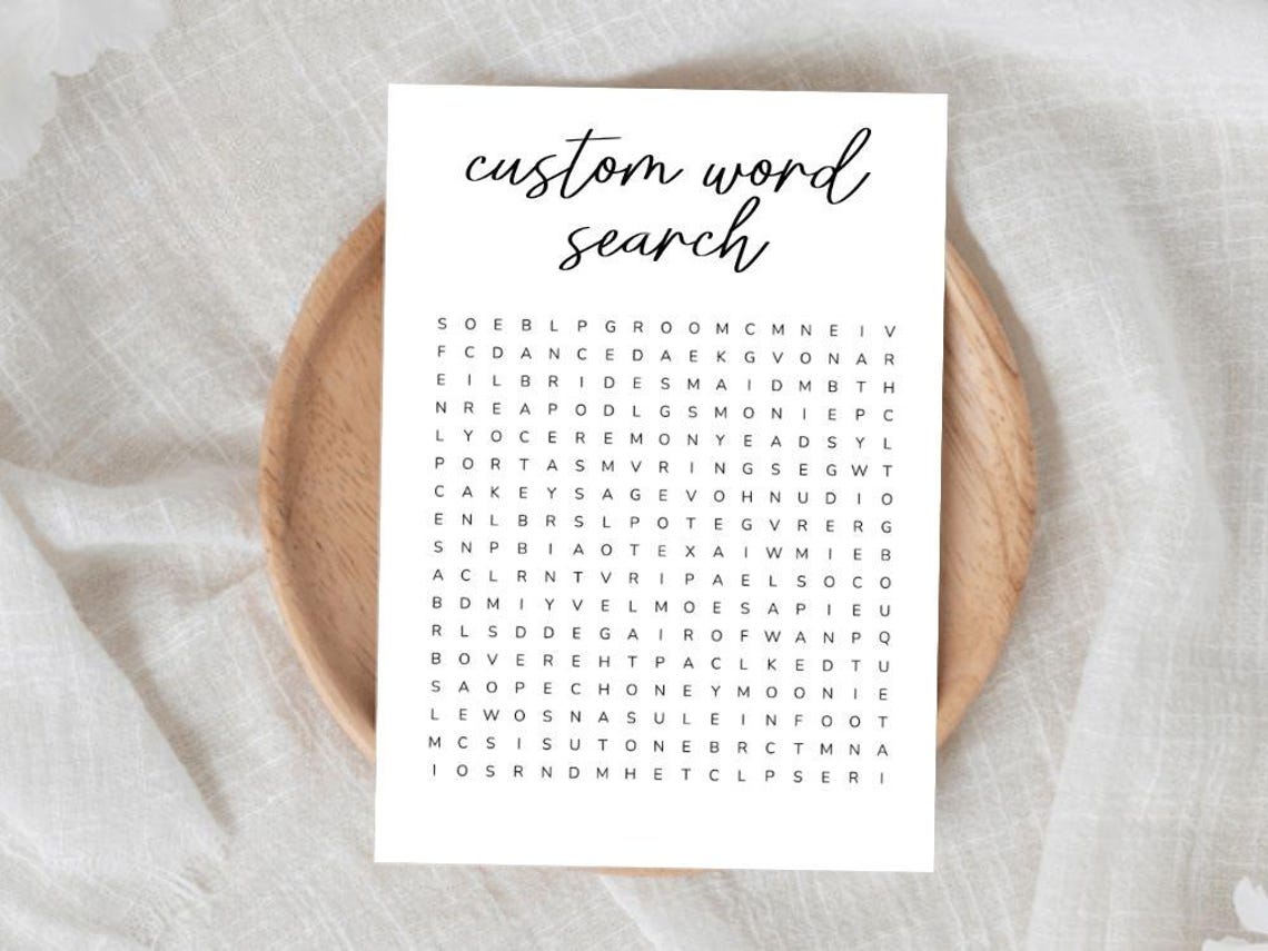 Custom Word Search Game Printable Personalized Word Search Puzzle ...