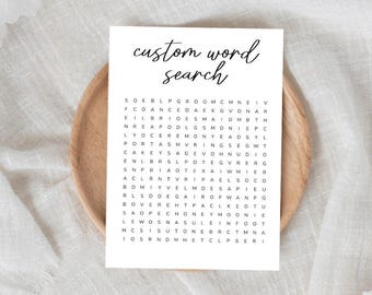 Custom Word Search Game Printable Personalized Word Search Puzzle Customizable Party Activity for Weddings, Showers Birthdays Printable Game