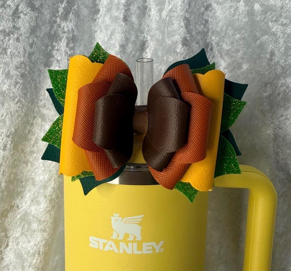 Yellow and Green Sunflower Tumbler Bow