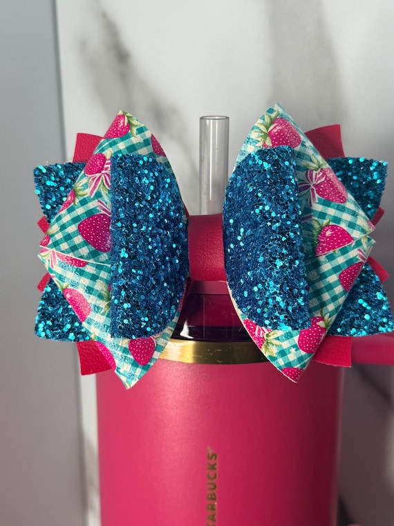 Blue Glitter Strawberry Bow