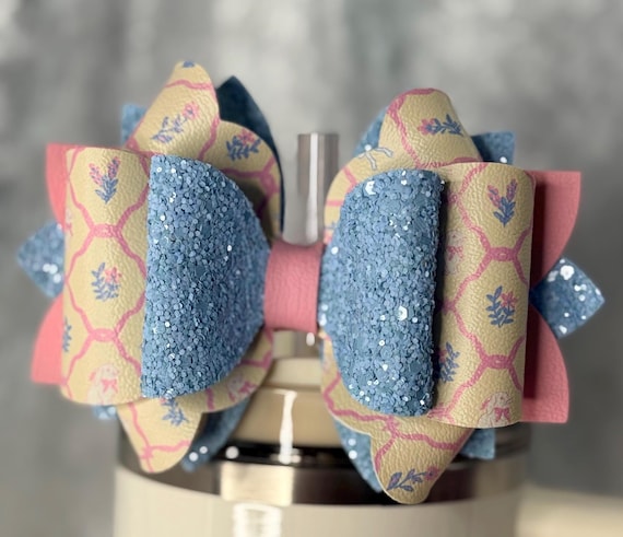 Easter Pink and Blue Glitter Tumbler Bow