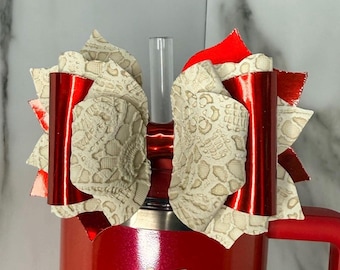 Lazo de vaso Stanley de encaje rojo