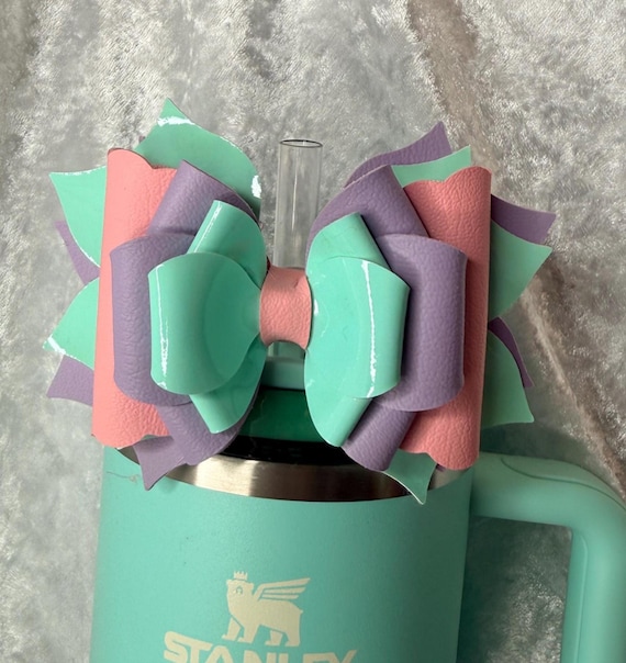Spring Tumbler Bow Mint Green Purple and Pink