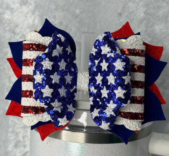 Blue Stars and Red stripes Tumbler Bow