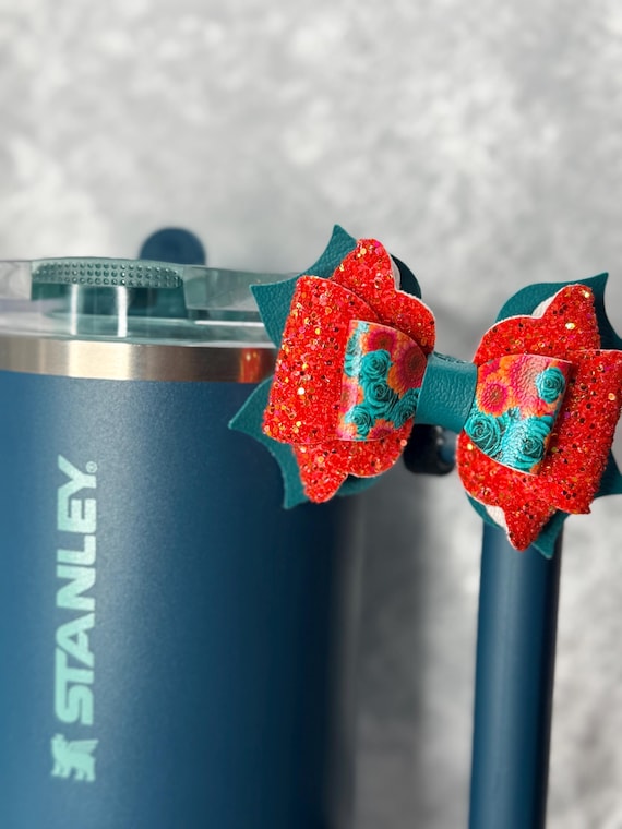 Teal and Orange Tumbler Handle/ Protour Bow