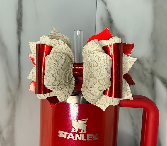 Red Lace Stanley Tumbler Bow | Valentine Cup Bow | Elegant Stanley Straw Bow | Romantic Tumbler Accessory