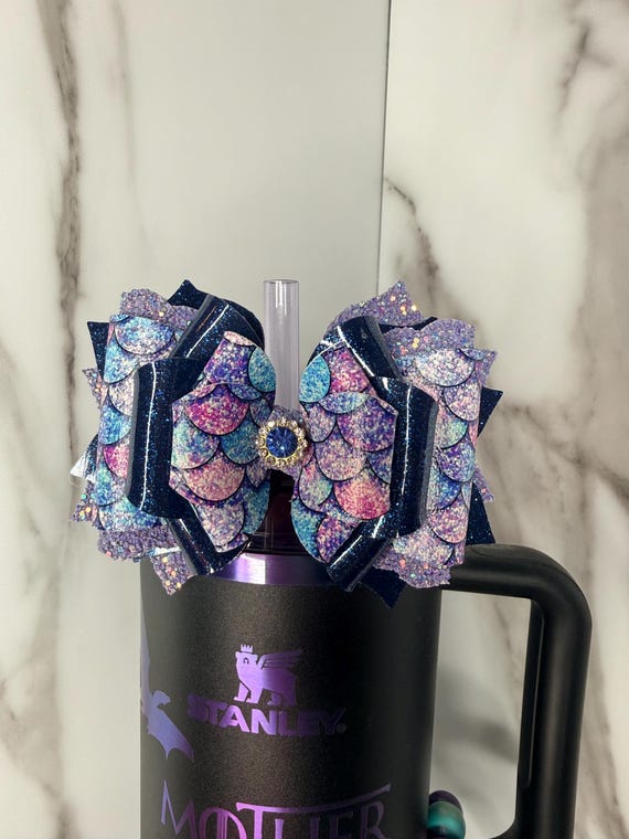 Mermaid Scale Stanley Tumbler Bow | Glitter Cup Accessory