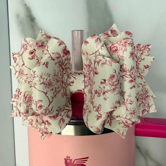 Pink Toile Cottagecore Tumbler Bow