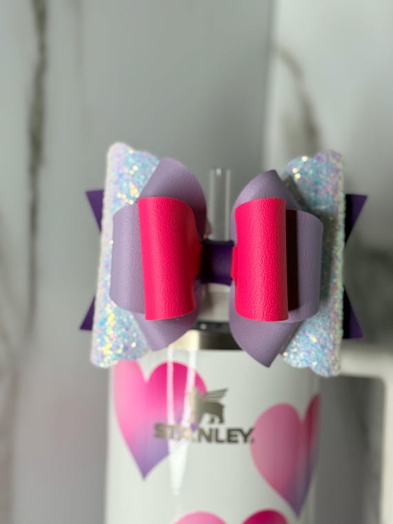 Glitter Tumbler Bow | Pink & Purple Pastel Cup Accessory