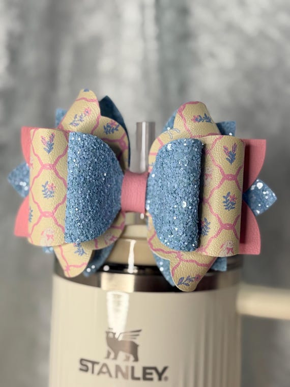Easter Pink and Blue Glitter Tumbler Bow