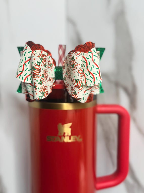 Christmas Tumbler Bow: Handmade Holiday Cookie & Sprinkle Faux Leather