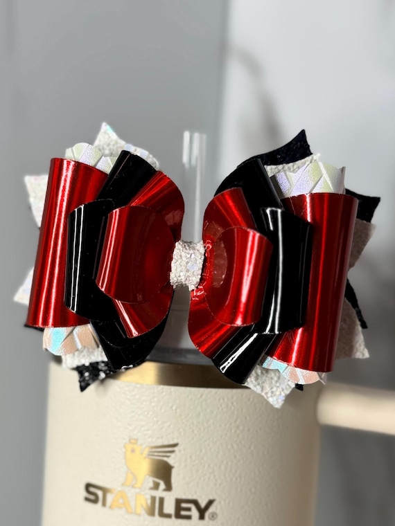 Red & Black Metallic Tumbler Bow