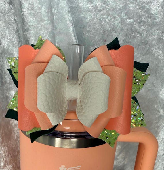 Peach and Cream Spring Flower Tumbler Bow