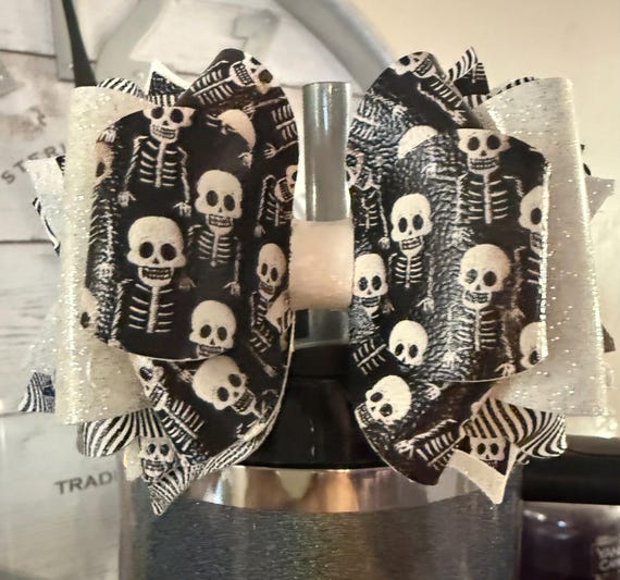 Skeleton Tumbler Bow - Halloween Fall Theme