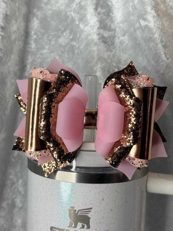 Rose gold glitter and pink PVC vinyl Tumbler Bow