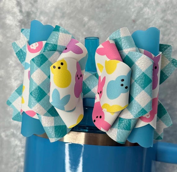 Blue plaid Easter Bunny Candy Bow