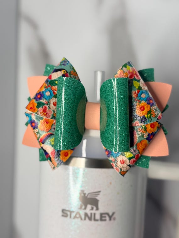 Emerald Green Floral Tucan Bow