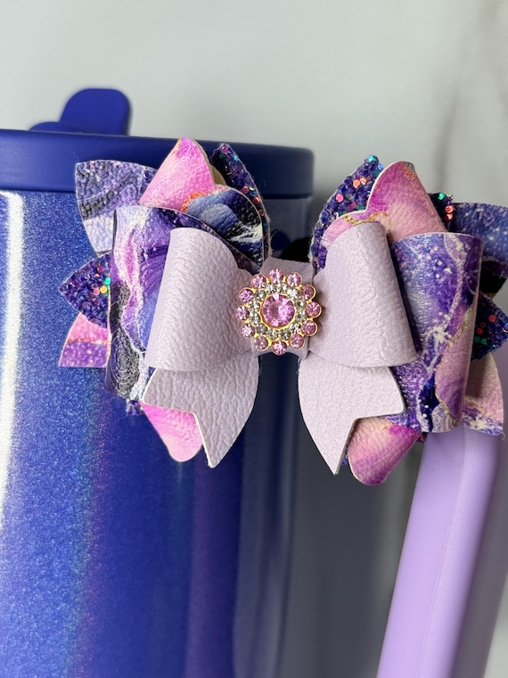 Lilac dreaming tumbler handle bow