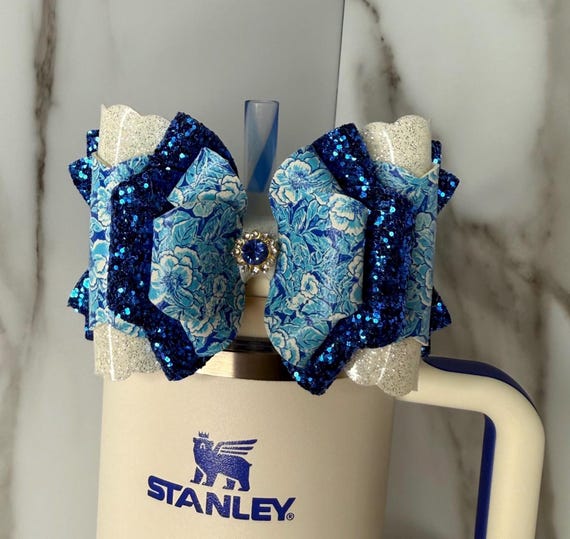 Blue Floral Stanley Tumbler Bow | Cottagecore Cup Accessory
