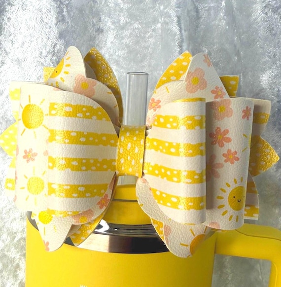Yellow and Pink Happy Face Sunshine Bow