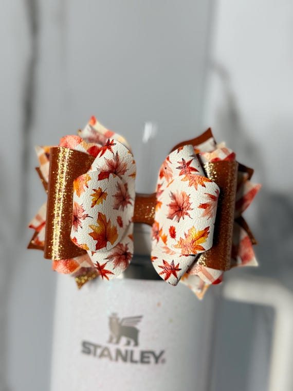 Fall Leaves Autumn Tumbler Bow