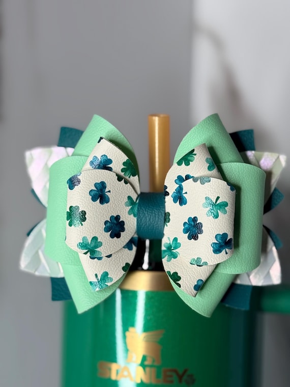 Shamrock Tumbler Bow | Mint Teal St. Patrick's Day Cup Accessory
