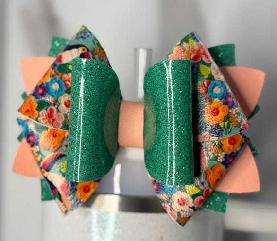 Emerald Green Floral Tucan Bow