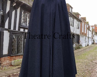Bishop Clergy Cloak : Hooded Long Church Vestment Men Navy Blue Wool Cloaks