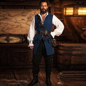 Męska kamizelka w stylu pirackim: kamizelka Jack Sparrow Hook, kostium korsarza, historyczny karaibski cosplay