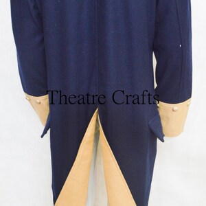 18Th Revolutionary War Coat, British Officer Coat, Colonial Frock Coat, Reenactment Coat, Navy Blue With Skin Facing Coat, By Theatre Crafts closeup back