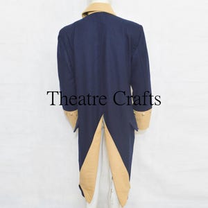 18Th Revolutionary War Coat, British Officer Coat, Colonial Frock Coat, Reenactment Coat, Navy Blue With Skin Facing Coat, By Theatre Crafts back