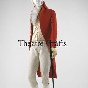 Herrenmantel im historischen Akt des frühen 19. Jahrhunderts in roter Wolle _ Regency Coat 1787 - 1792 Französische Herren Regency Jacke - Herren Regency Tailcoat Verkauf
