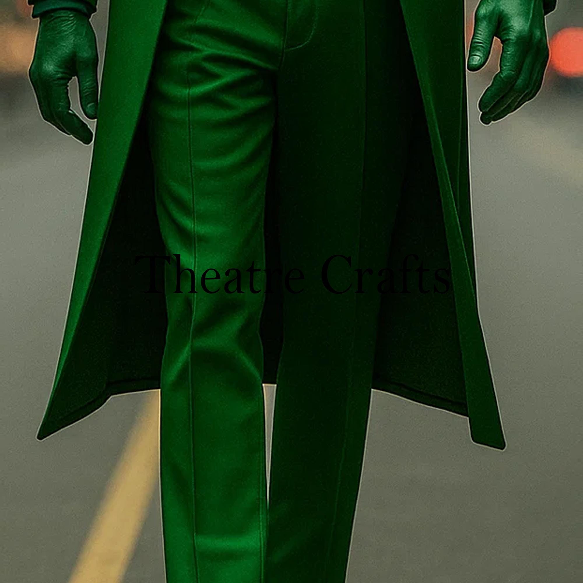 Joker Cosplay Coat: Green Wool Movie Costume, Theatre Show Styling 