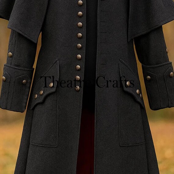 Wool Highwayman Coat: Victorian Steampunk Vampire Goth Cosplay