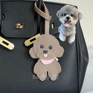 Custom Poodle Leather Bag Charm bag accessory Handbag and Purse Charm Cute Puppy Keychain Leather Gift Gift for her birthday gift pet gift