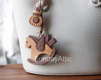 Leather Horse bag Charm Cute Pony keyring Handmade Leather Bag accessory Handbag and Purse Charm Cute Horse Keychain Leather Gift