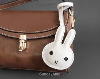 Rabbit Leather Bag Charm Handbag and Purse Charm Cute Bunny Keychain Perfect Accessory Leather Gift Gift for her
