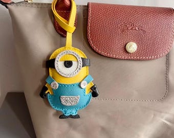 Leather Minions Bag Charm Handbag and Purse Charm Cute leather Keychain Perfect bag Accessory Leather Gift Gift for her