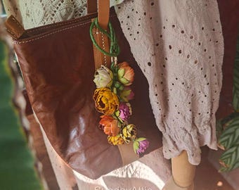 Blumen-Leder-Taschen-Charme-handgefertigte Leder-Blumen-Halsketten-Handtaschen- und Geldbeutel-Charme- nette Blume Keychain Leder-Geschenk-Geschenk für sie