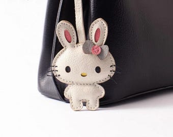 Kitty Leather Bag Charm Handbag and Purse Charm Cute Bunny Keychain Perfect Accessory Leather Gift Gift for her