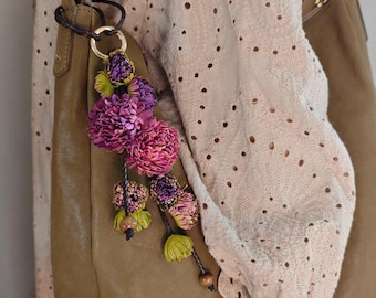 Blumen-Leder-Taschen-Charme-handgefertigte Leder-Blumen-Halsketten-Handtaschen- und Geldbeutel-Charme- nette Blume Keychain Leder-Geschenk-Geschenk für sie