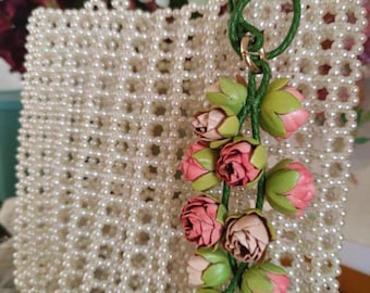 Leather Flower Bag Charm Handmade Leather Flower Necklace Handbag and Purse Charm Cute Flower Keychain Leather Gift Gift for her