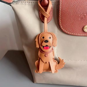 Custom Leather Golden Retriever Bag Charm Handbag and Purse Charm Cute Puppy Keychain Leather Gift Gift for her birthday gift