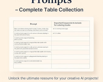 21,700+ AI Coloring Book Prompts – Complete Table Collection