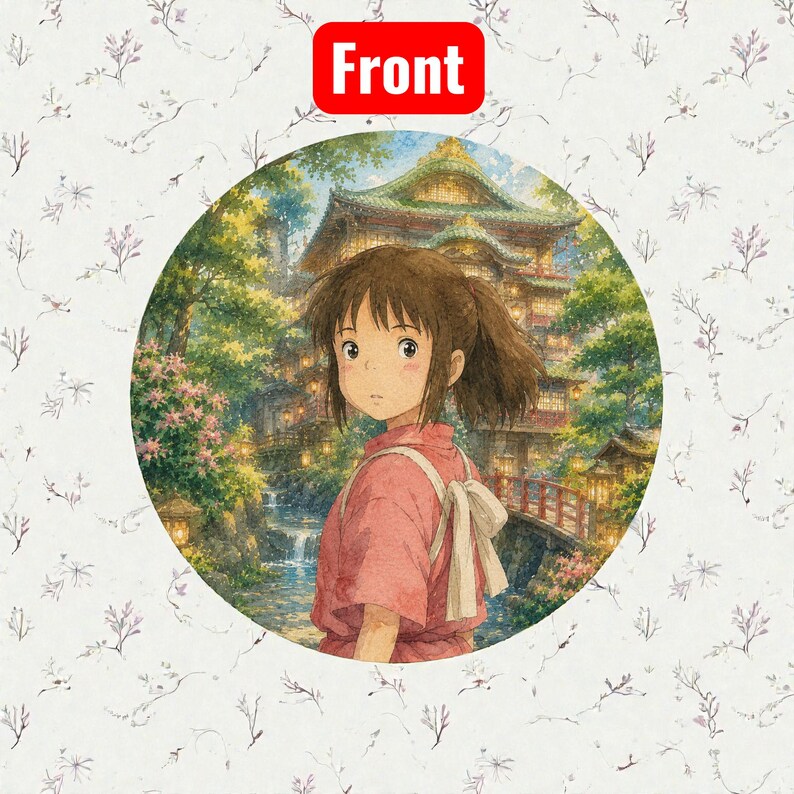 Studio Ghibli Inspired Cork-Back Coaster | Totoro & Spirited Away Art Drink Coaster | Set A Spirited Away Chihiro Illustration / 4" x 4"