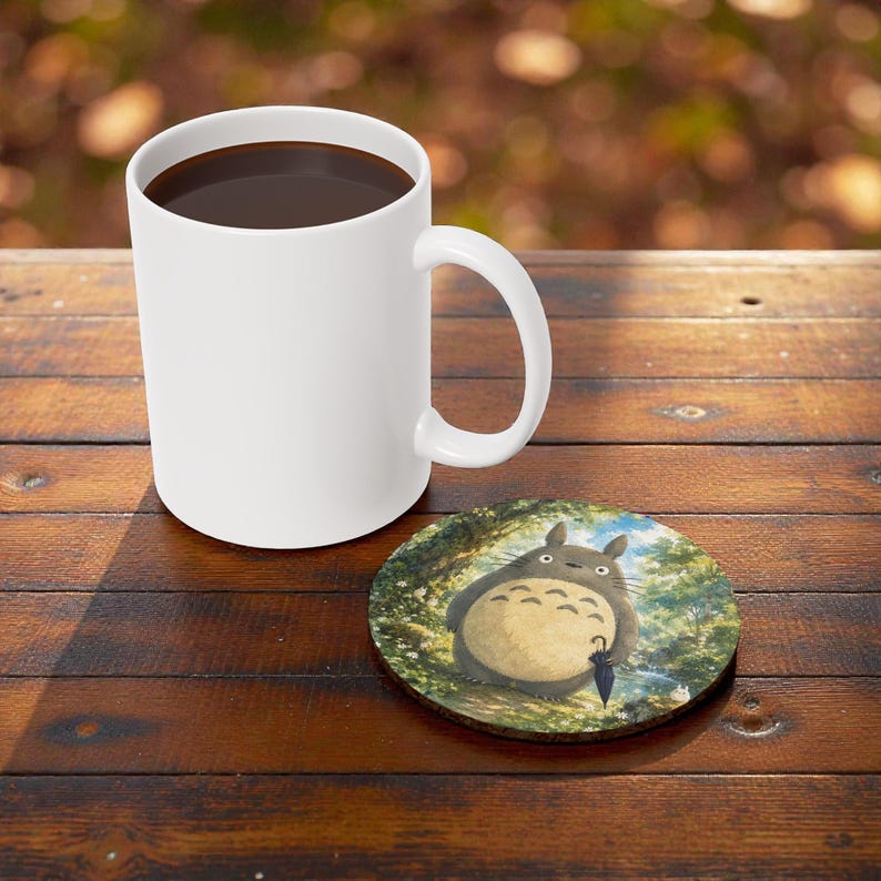Studio Ghibli Inspired Cork-Back Coaster | Totoro & Spirited Away Art Drink Coaster | Set A image 2