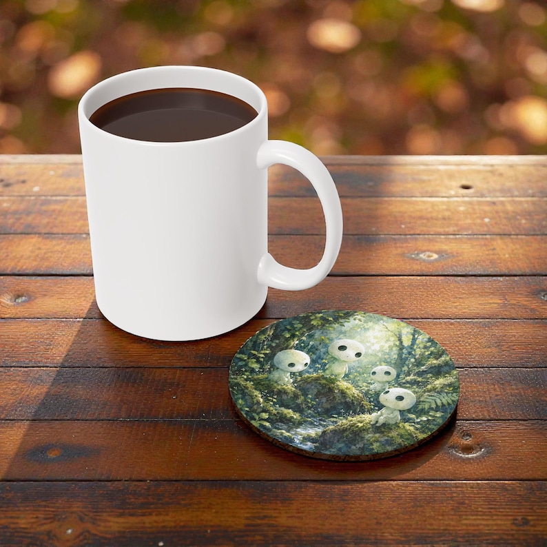 Studio Ghibli Inspired Cork-Back Coaster | Totoro & Spirited Away Art Drink Coaster | Set A image 5
